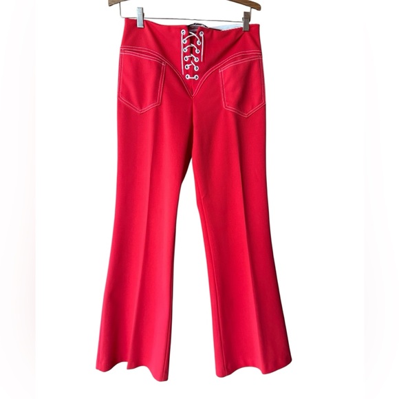 1970s I’m Wendy Winter Poly Knit Laced Up Front Waist Closure Hip Pockets Bell B - Picture 1 of 5